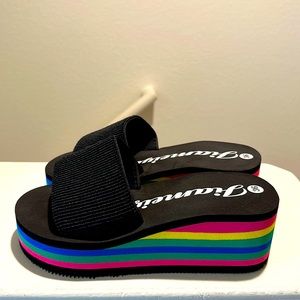 Women Cute platform sandals chunky slides